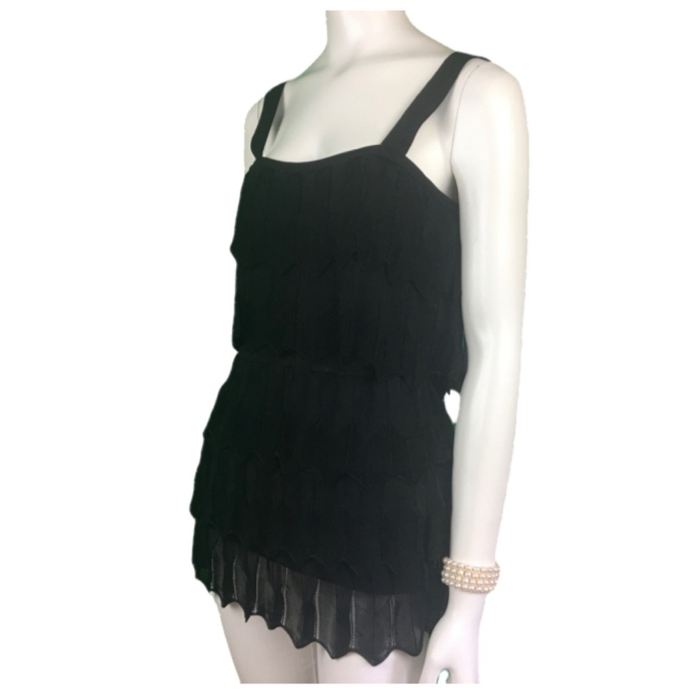 WHBM Sheer Lined Black Lace Knit Layers Cami Small